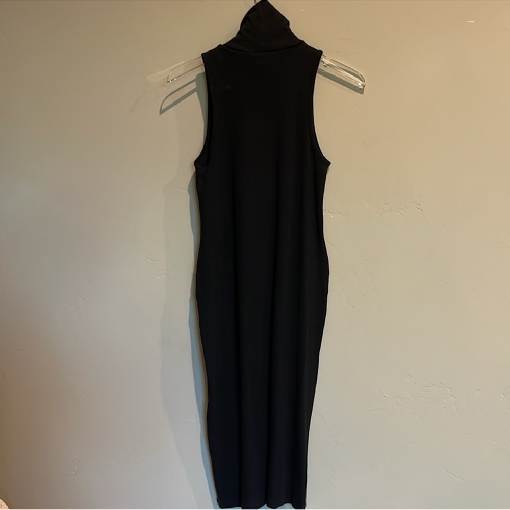 Zara Black Knit ribbed Sleeveless turtleneck midi dress s L - Picture 4 of 6
